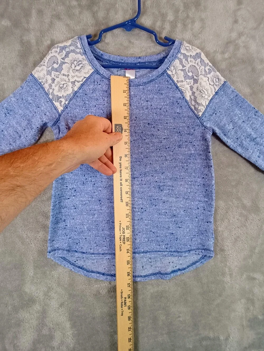 Girls Justice Blue Knit Top Lace Accents Size 7